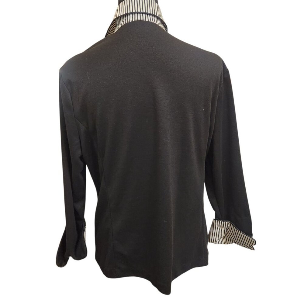 Erin London Black Jacket With Stripe Collar & Sleeves Size L - Picture 5 of 5